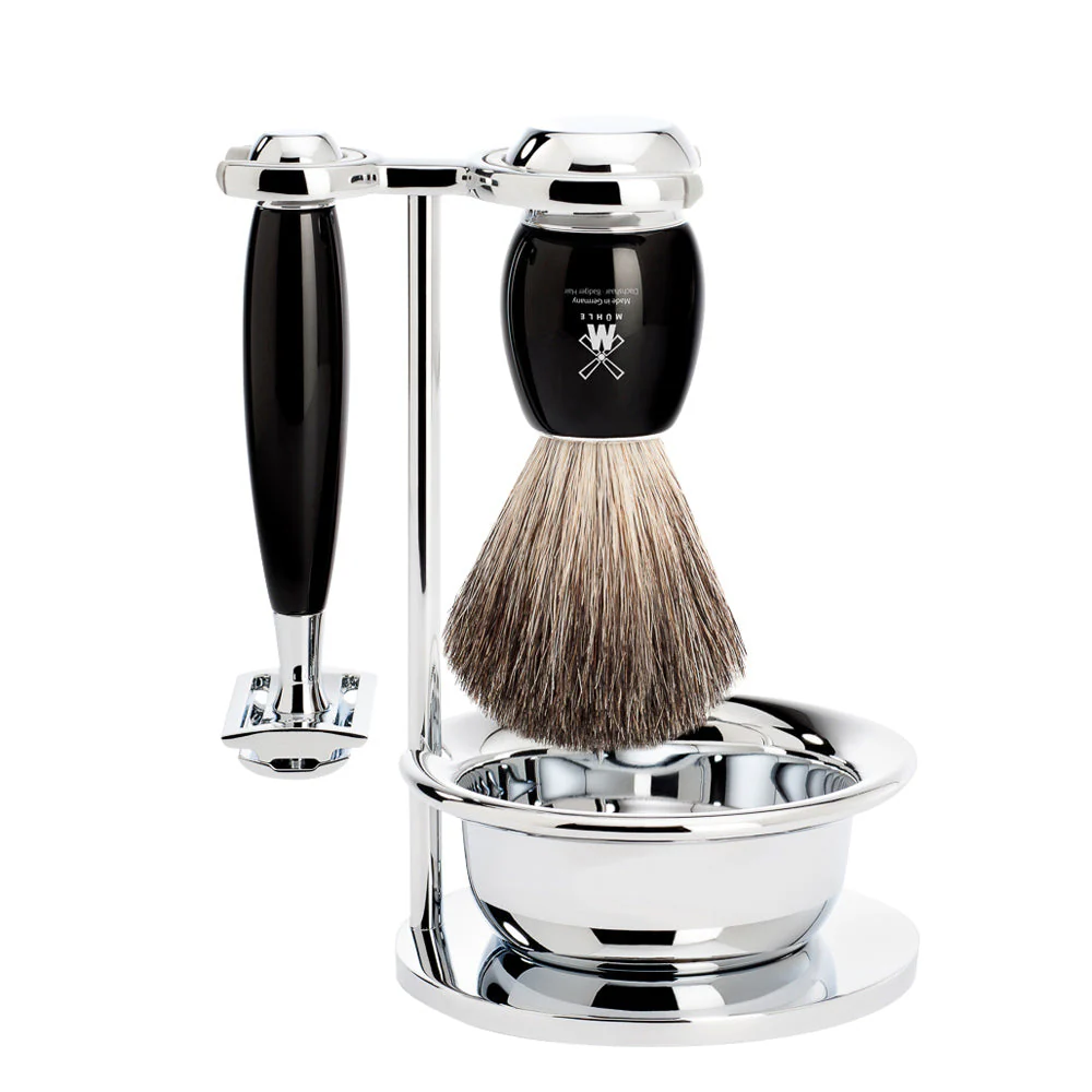 Vivo Safety Razor Shaving Set 4-Piece - Black